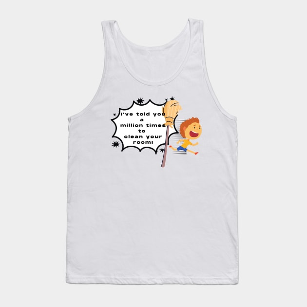 Broom Chasing a Running Kid Tank Top by Kidrock96